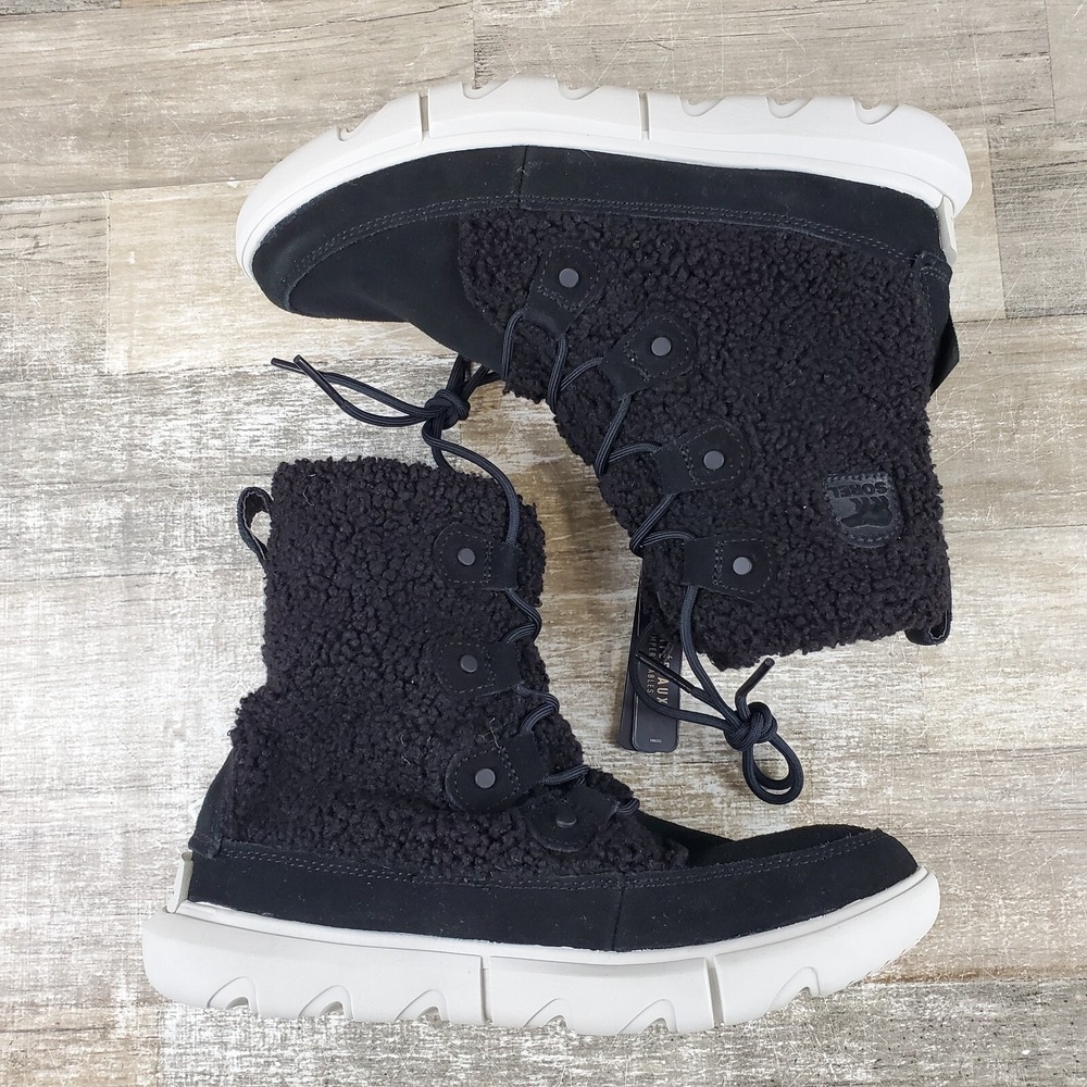 Sorel Explorer Next Joan Cozy Womens Snow Boots Sz 8 Black Moonstone Ankle Boots